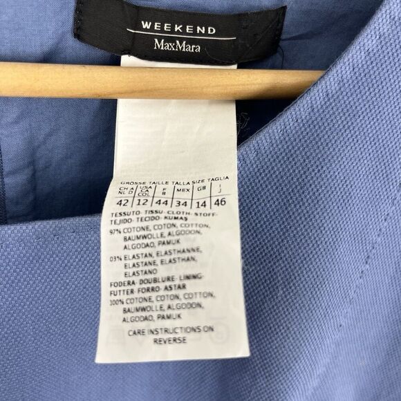 Weekend Max Mara Dress Size 12 Womens Blue Chambray Sheath Cap Sleeve Career - Picture 4 of 7